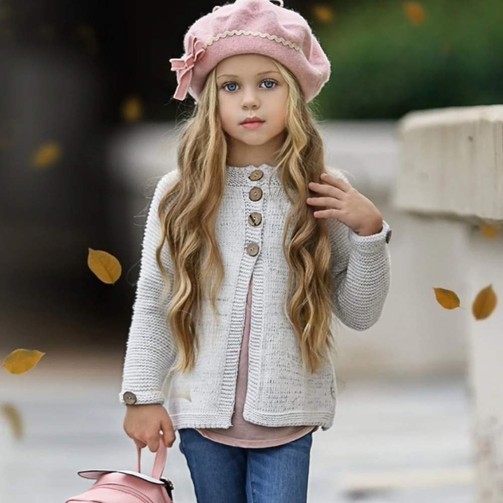 Girls Knit Button Up Sweater Cardigan